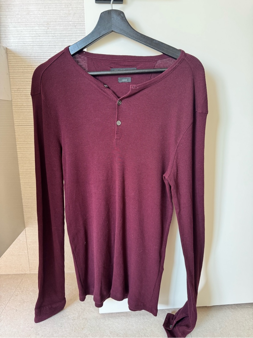 John Varvatos Burgundy Long-Sleeve Henley